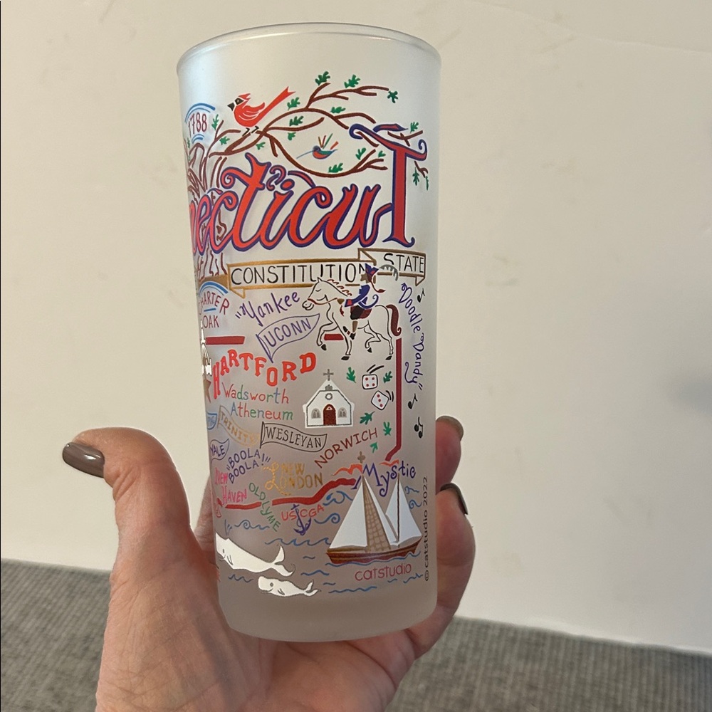 CatStudio Connecticut Frosted Glass colorful with landmarks art - Picture 3 of 10